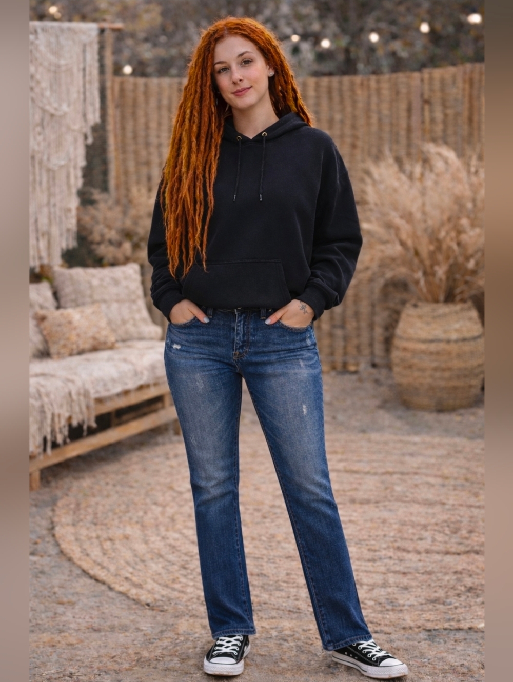 Flamingals Midrise Straight Leg/bootcut Distressed Jeans Sz XL